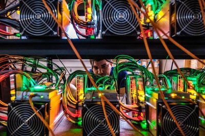 A sprawling mining farm in Germany with energy infrastructure