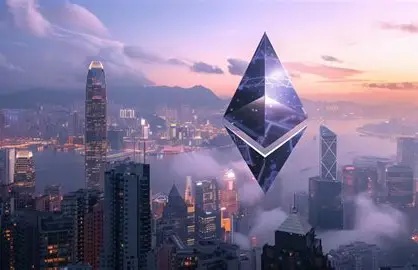 Ethereum blockchain concept with circuit board and ETH symbol.